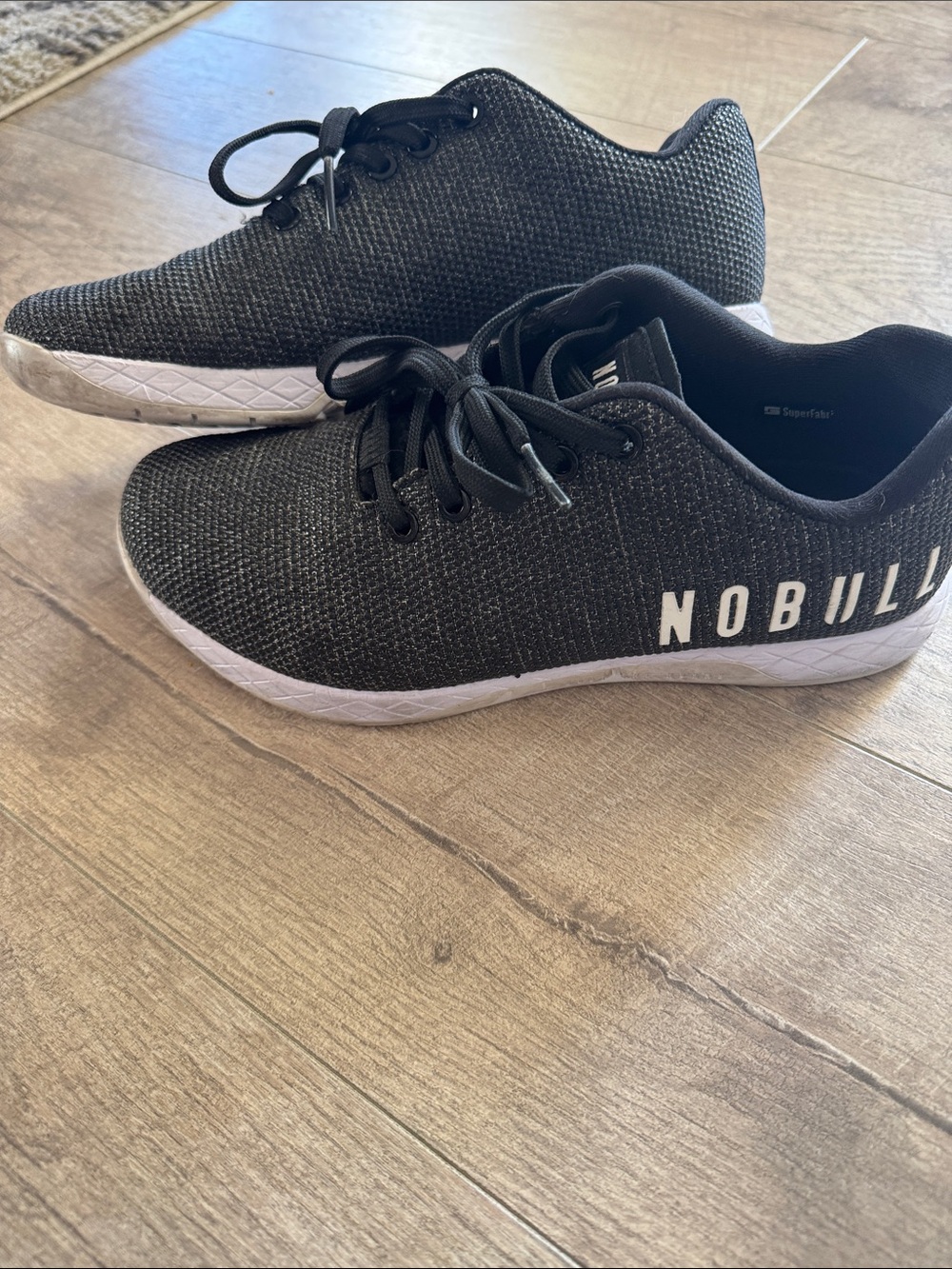 NOBULL Black Knit Trainer Sneakers with White Sole